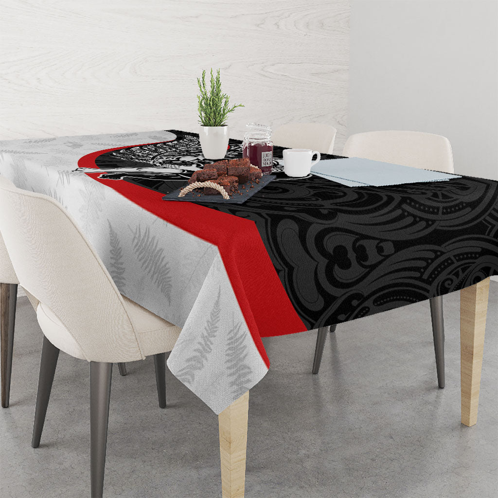 Personalised Aotearoa Lawn Bowls Tablecloth Maori Warrior and Silver Fern Sporty Style