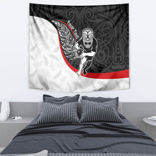 Personalised Aotearoa Lawn Bowls Tapestry Maori Warrior and Silver Fern Sporty Style