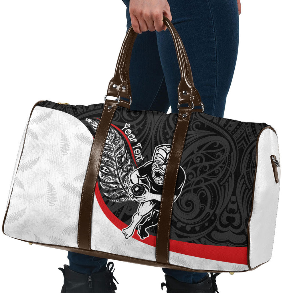 Personalised Aotearoa Lawn Bowls Travel Bag Maori Warrior and Silver Fern Sporty Style