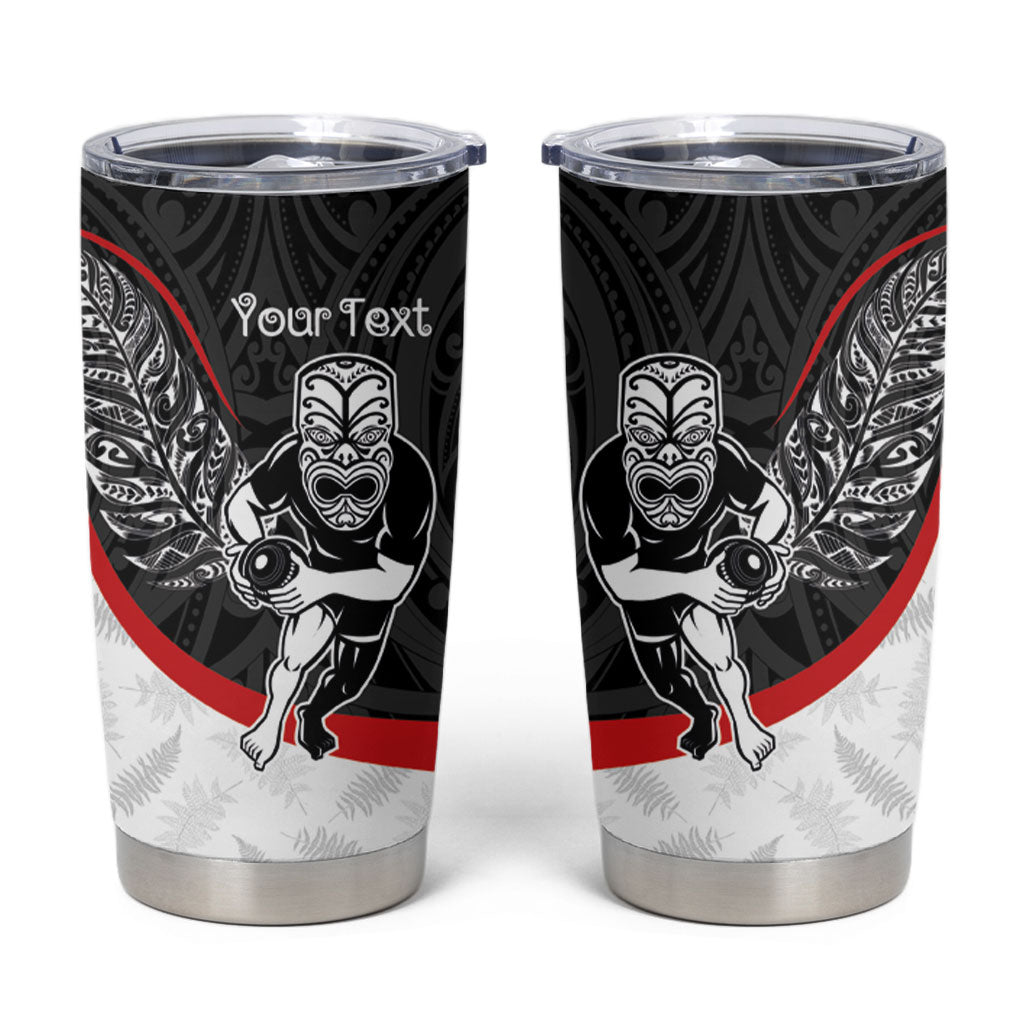 Personalised Aotearoa Lawn Bowls Tumbler Cup Maori Warrior and Silver Fern Sporty Style