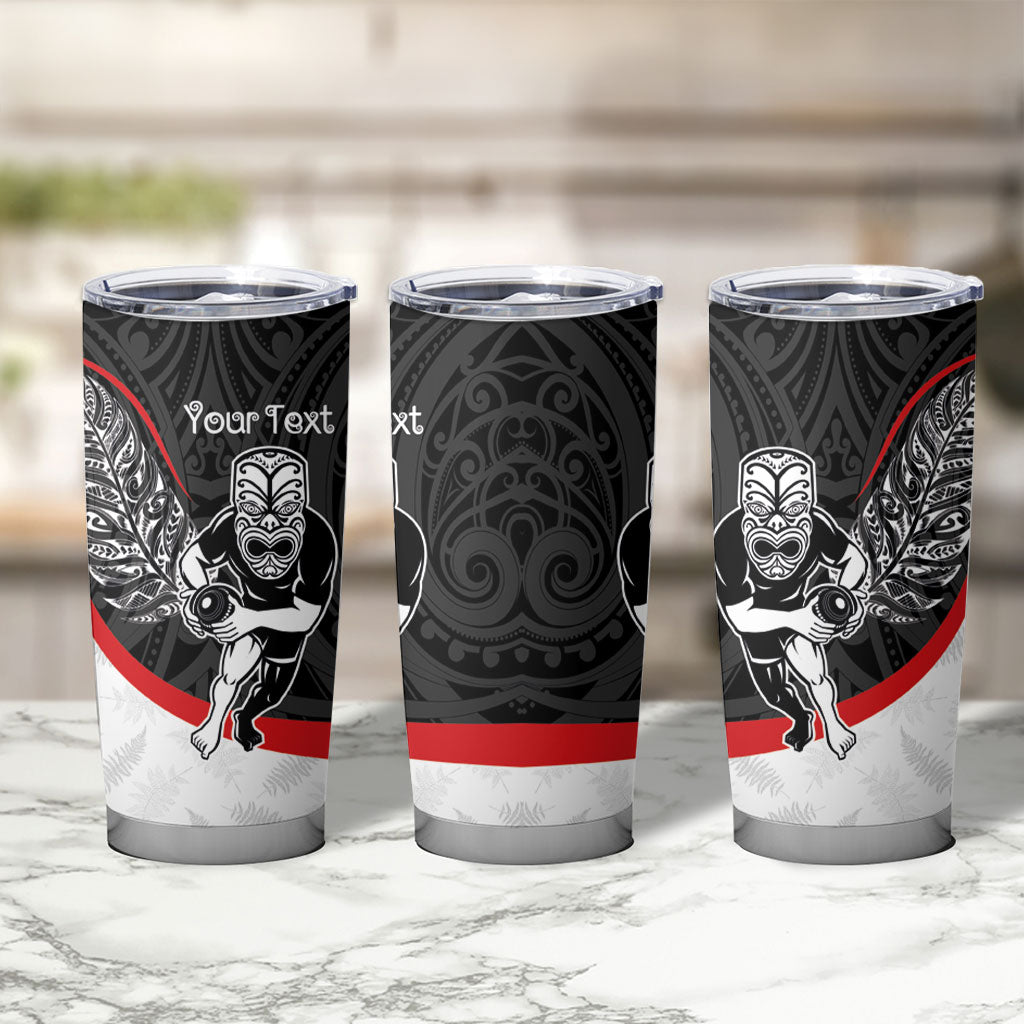 Personalised Aotearoa Lawn Bowls Tumbler Cup Maori Warrior and Silver Fern Sporty Style