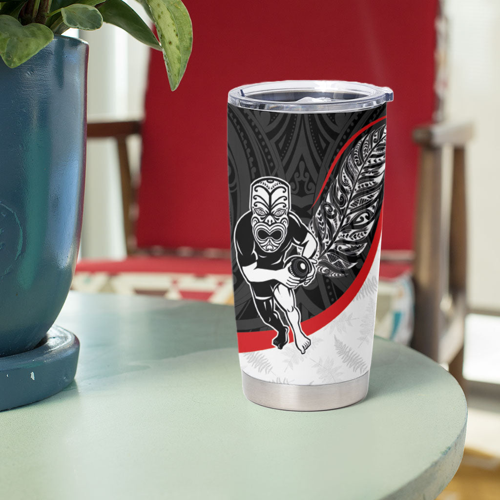 Personalised Aotearoa Lawn Bowls Tumbler Cup Maori Warrior and Silver Fern Sporty Style