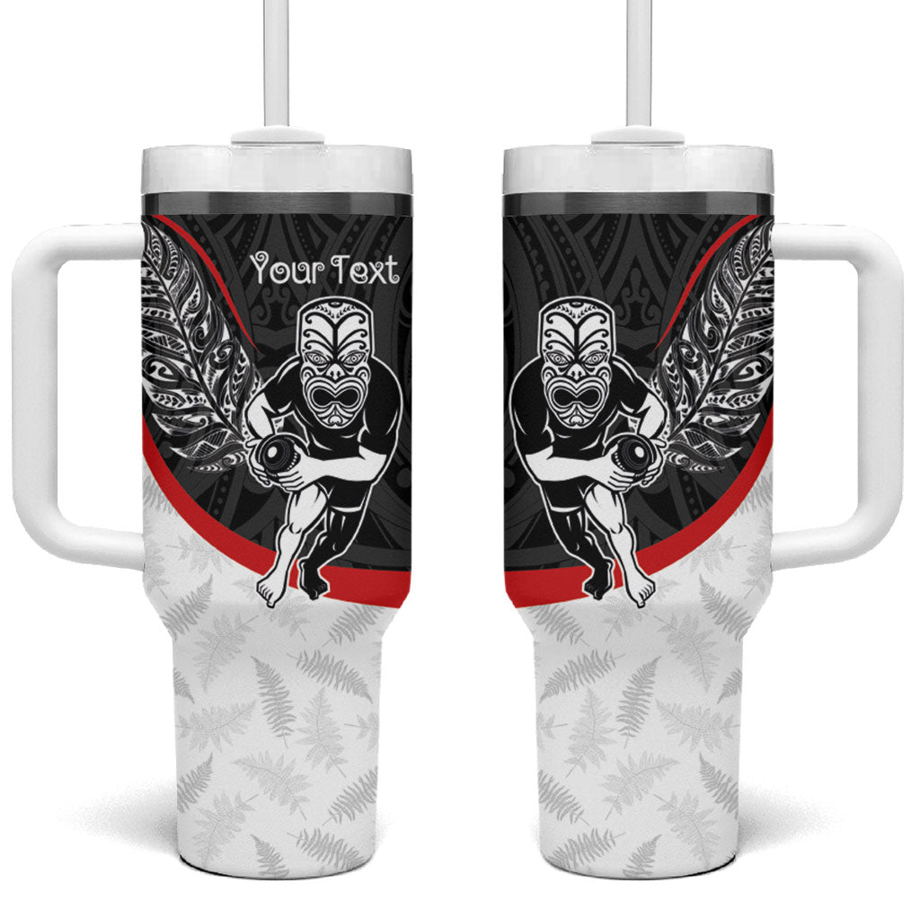 Personalised Aotearoa Lawn Bowls Tumbler With Handle Maori Warrior and Silver Fern Sporty Style