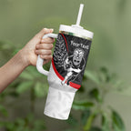 Personalised Aotearoa Lawn Bowls Tumbler With Handle Maori Warrior and Silver Fern Sporty Style