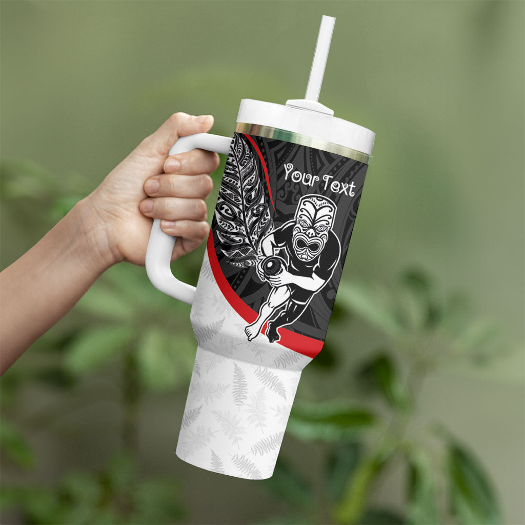 Personalised Aotearoa Lawn Bowls Tumbler With Handle Maori Warrior and Silver Fern Sporty Style