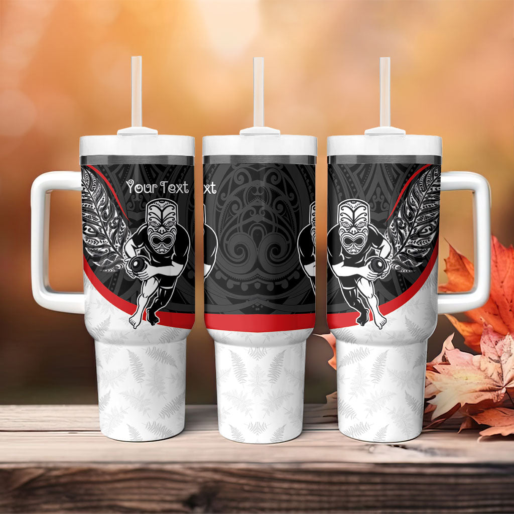 Personalised Aotearoa Lawn Bowls Tumbler With Handle Maori Warrior and Silver Fern Sporty Style