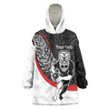 Personalised Aotearoa Lawn Bowls Wearable Blanket Hoodie Maori Warrior and Silver Fern Sporty Style