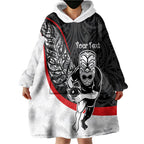 Personalised Aotearoa Lawn Bowls Wearable Blanket Hoodie Maori Warrior and Silver Fern Sporty Style