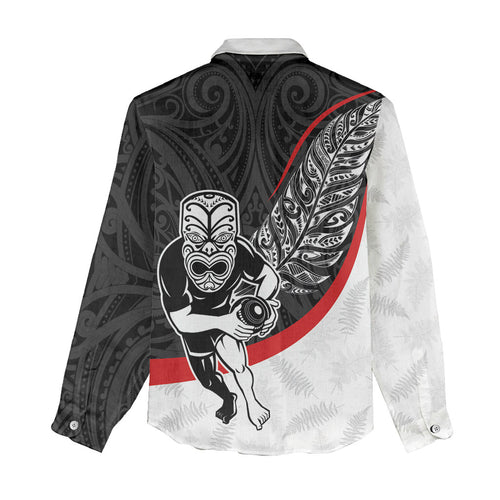 Personalised Aotearoa Lawn Bowls Women Casual Shirt Maori Warrior and Silver Fern Sporty Style