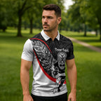 Personalised Aotearoa Lawn Bowls Zipper Polo Shirt Maori Warrior and Silver Fern Sporty Style