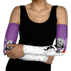 Personalised Aotearoa Lawn Bowls Arm Sleeves Maori Warrior and Silver Fern Sporty Style Purple