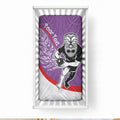Personalised Aotearoa Lawn Bowls Baby Bed Cover Maori Warrior and Silver Fern Sporty Style Purple