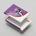 Personalised Aotearoa Lawn Bowls Canvas Wall Art Maori Warrior and Silver Fern Sporty Style Purple