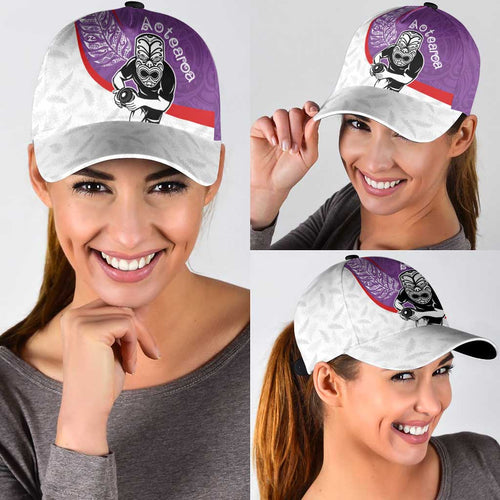 Aotearoa Lawn Bowls Classic Cap Maori Warrior and Silver Fern Sporty Style Purple