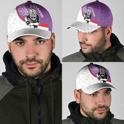 Aotearoa Lawn Bowls Classic Cap Maori Warrior and Silver Fern Sporty Style Purple