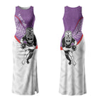 Personalised Aotearoa Lawn Bowls Couples Matching Tank Maxi Dress and Long Sleeve Button Shirt Maori Warrior and Silver Fern Sporty Style Purple