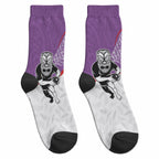 Aotearoa Lawn Bowls Crew Socks Maori Warrior and Silver Fern Sporty Style Purple