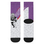 Aotearoa Lawn Bowls Crew Socks Maori Warrior and Silver Fern Sporty Style Purple