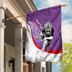 Personalised Aotearoa Lawn Bowls Garden Flag Maori Warrior and Silver Fern Sporty Style Purple
