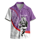 Personalised Aotearoa Lawn Bowls Kid Hawaiian Shirt Maori Warrior and Silver Fern Sporty Style Purple