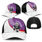 Aotearoa Lawn Bowls Mesh Trucker Cap Maori Warrior and Silver Fern Sporty Style Purple