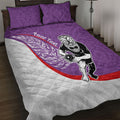 Personalised Aotearoa Lawn Bowls Quilt Bed Set Maori Warrior and Silver Fern Sporty Style Purple