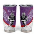 Personalised Aotearoa Lawn Bowls Tumbler Cup Maori Warrior and Silver Fern Sporty Style Purple