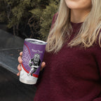 Personalised Aotearoa Lawn Bowls Tumbler Cup Maori Warrior and Silver Fern Sporty Style Purple