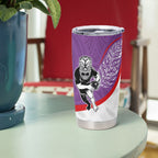 Personalised Aotearoa Lawn Bowls Tumbler Cup Maori Warrior and Silver Fern Sporty Style Purple