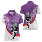 Personalised Aotearoa Lawn Bowls Women Polo Shirt Maori Warrior and Silver Fern Sporty Style Purple