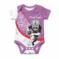 Personalised Aotearoa Lawn Bowls Baby Onesie Maori Warrior and Silver Fern Sporty Style Pink