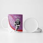 Personalised Aotearoa Lawn Bowls Ceramic Mug Maori Warrior and Silver Fern Sporty Style Pink