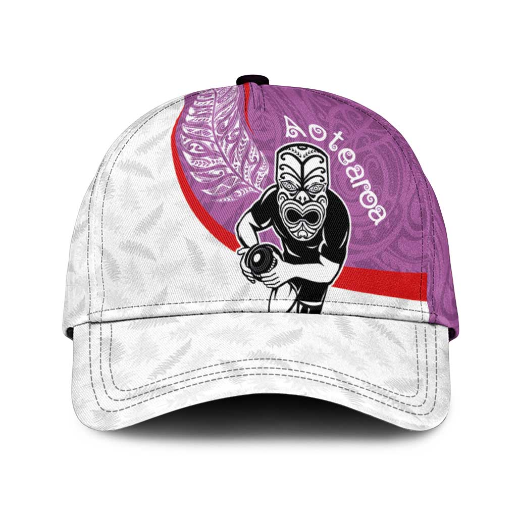 Aotearoa Lawn Bowls Classic Cap Maori Warrior and Silver Fern Sporty Style Pink
