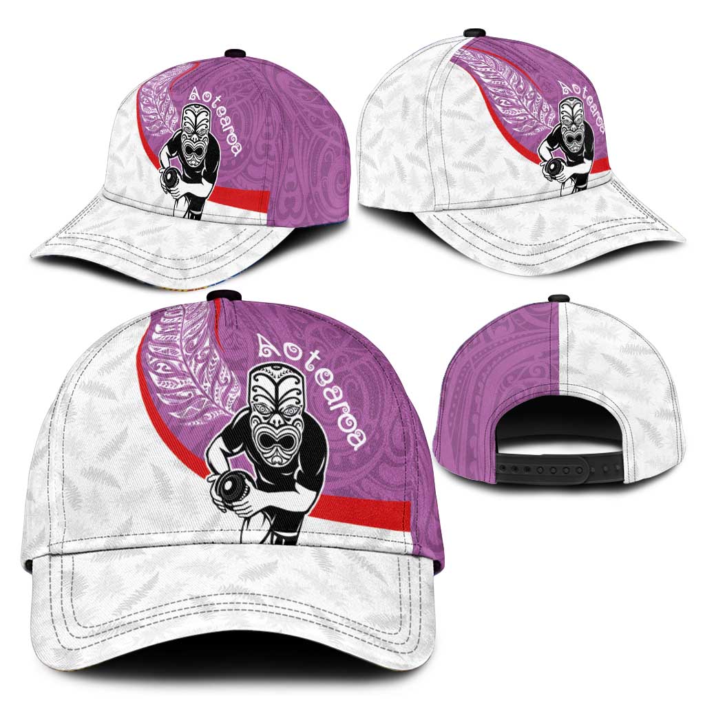Aotearoa Lawn Bowls Classic Cap Maori Warrior and Silver Fern Sporty Style Pink