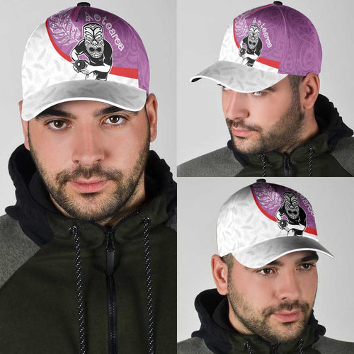 Aotearoa Lawn Bowls Classic Cap Maori Warrior and Silver Fern Sporty Style Pink