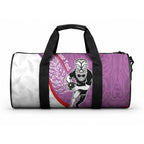 Personalised Aotearoa Lawn Bowls Duffle Bag Maori Warrior and Silver Fern Sporty Style Pink