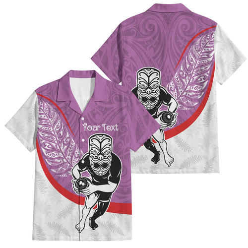 Personalised Aotearoa Lawn Bowls Family Matching Mermaid Dress and Hawaiian Shirt Maori Warrior and Silver Fern Sporty Style Pink