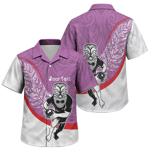 Personalised Aotearoa Lawn Bowls Family Matching Mermaid Dress and Hawaiian Shirt Maori Warrior and Silver Fern Sporty Style Pink