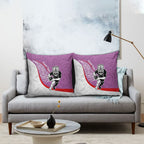 Personalised Aotearoa Lawn Bowls Pillow Cover Maori Warrior and Silver Fern Sporty Style Pink