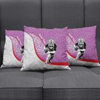 Personalised Aotearoa Lawn Bowls Pillow Cover Maori Warrior and Silver Fern Sporty Style Pink