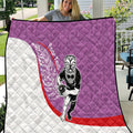 Personalised Aotearoa Lawn Bowls Quilt Maori Warrior and Silver Fern Sporty Style Pink