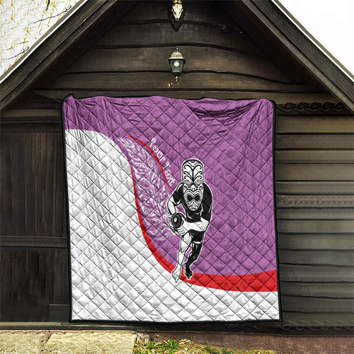 Personalised Aotearoa Lawn Bowls Quilt Maori Warrior and Silver Fern Sporty Style Pink