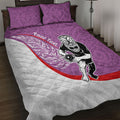 Personalised Aotearoa Lawn Bowls Quilt Bed Set Maori Warrior and Silver Fern Sporty Style Pink