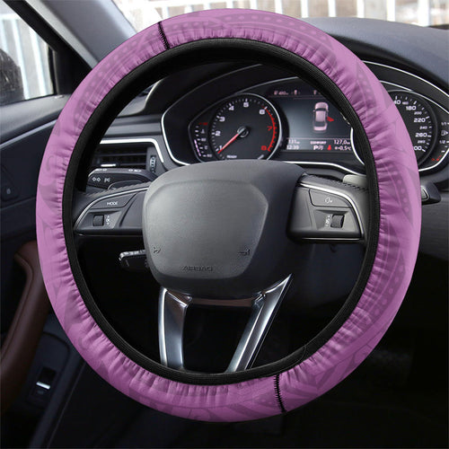 Aotearoa Lawn Bowls Steering Wheel Cover Maori Warrior and Silver Fern Sporty Style Pink