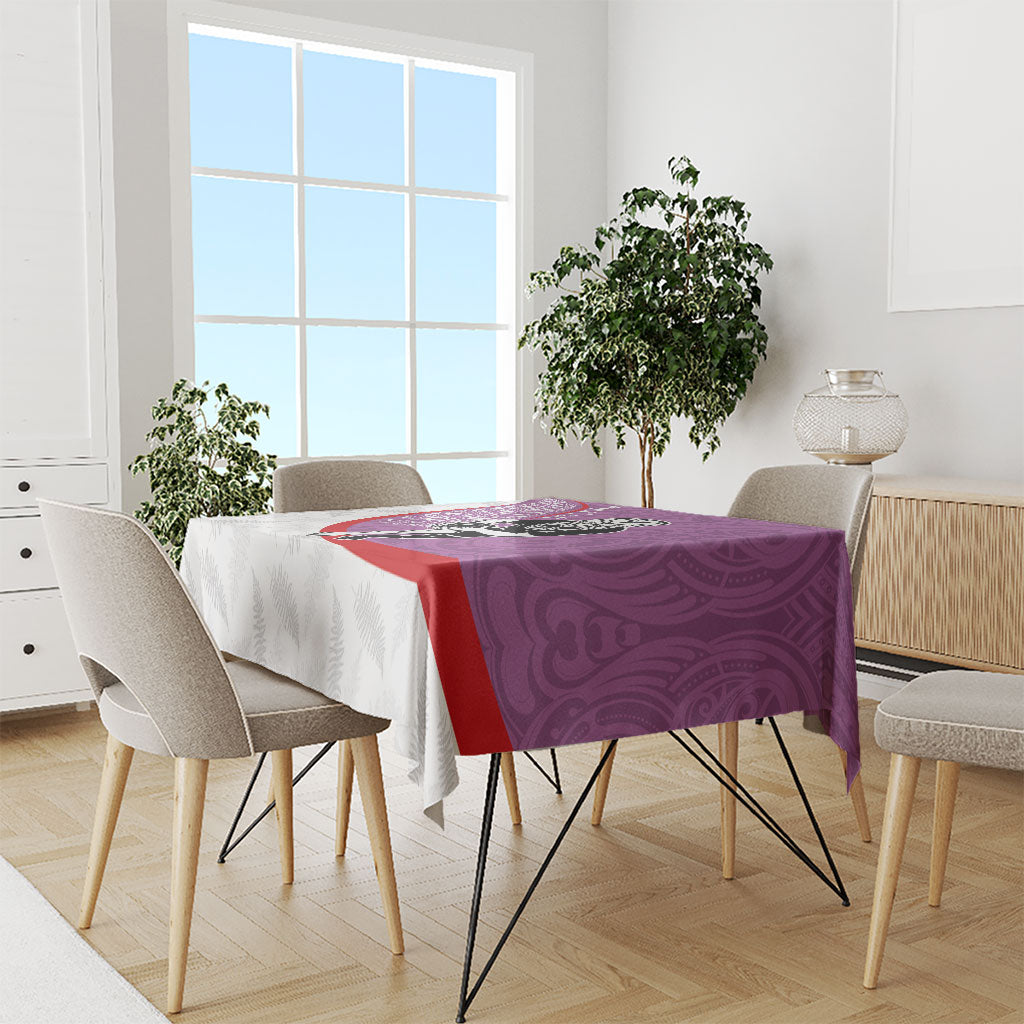 Personalised Aotearoa Lawn Bowls Tablecloth Maori Warrior and Silver Fern Sporty Style Pink