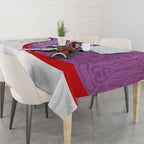 Personalised Aotearoa Lawn Bowls Tablecloth Maori Warrior and Silver Fern Sporty Style Pink