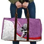 Personalised Aotearoa Lawn Bowls Travel Bag Maori Warrior and Silver Fern Sporty Style Pink