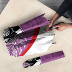 Personalised Aotearoa Lawn Bowls Umbrella Maori Warrior and Silver Fern Sporty Style Pink