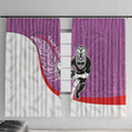 Personalised Aotearoa Lawn Bowls Window Curtain Maori Warrior and Silver Fern Sporty Style Pink