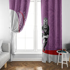 Personalised Aotearoa Lawn Bowls Window Curtain Maori Warrior and Silver Fern Sporty Style Pink
